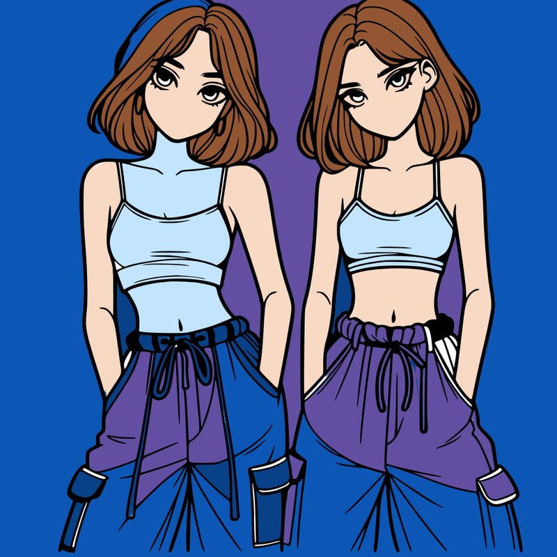 two girls with crop top with baggy pants