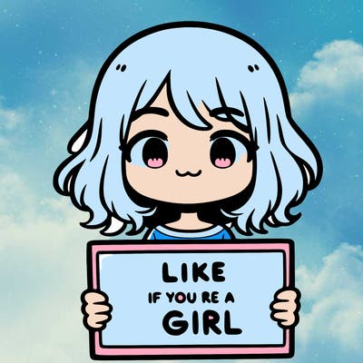 a cute girl holding a sign that says like if you’re a girl
