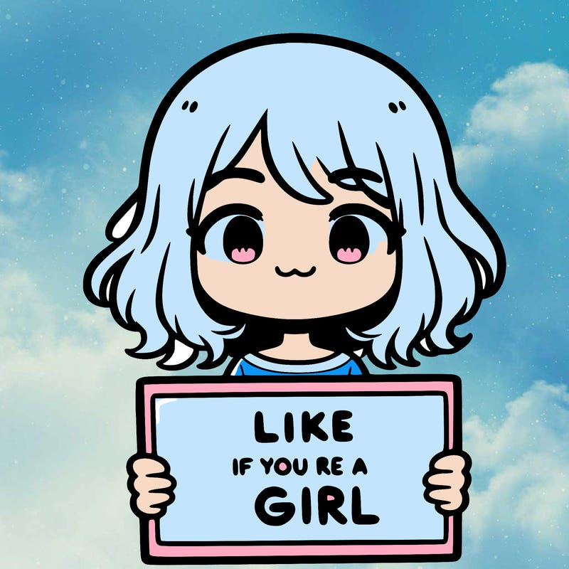 a cute girl holding a sign that says like if you’re a girl