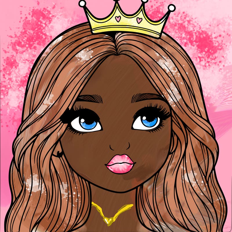 a realistic girl with a crown on