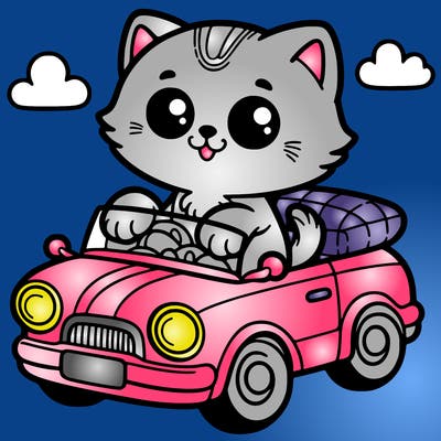 kitten in a car