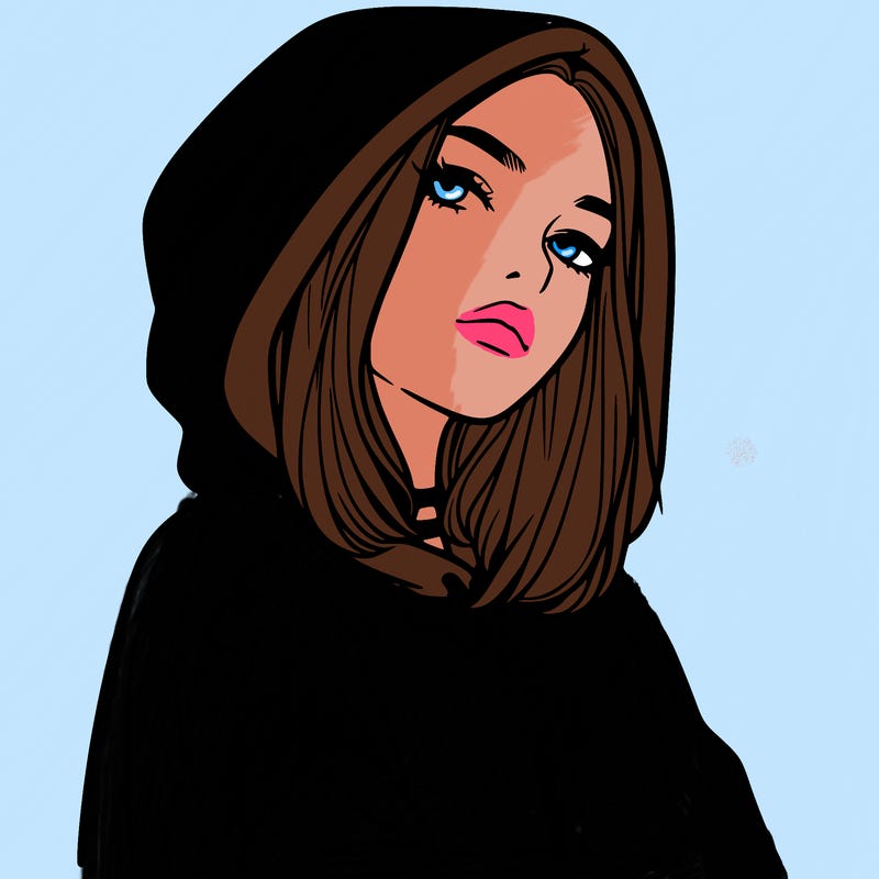a realistic girl in a hoodie