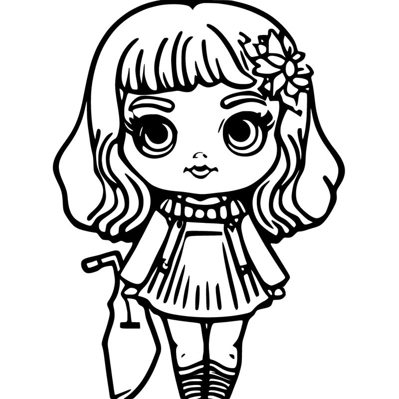 doll with big eyes  holding a knife