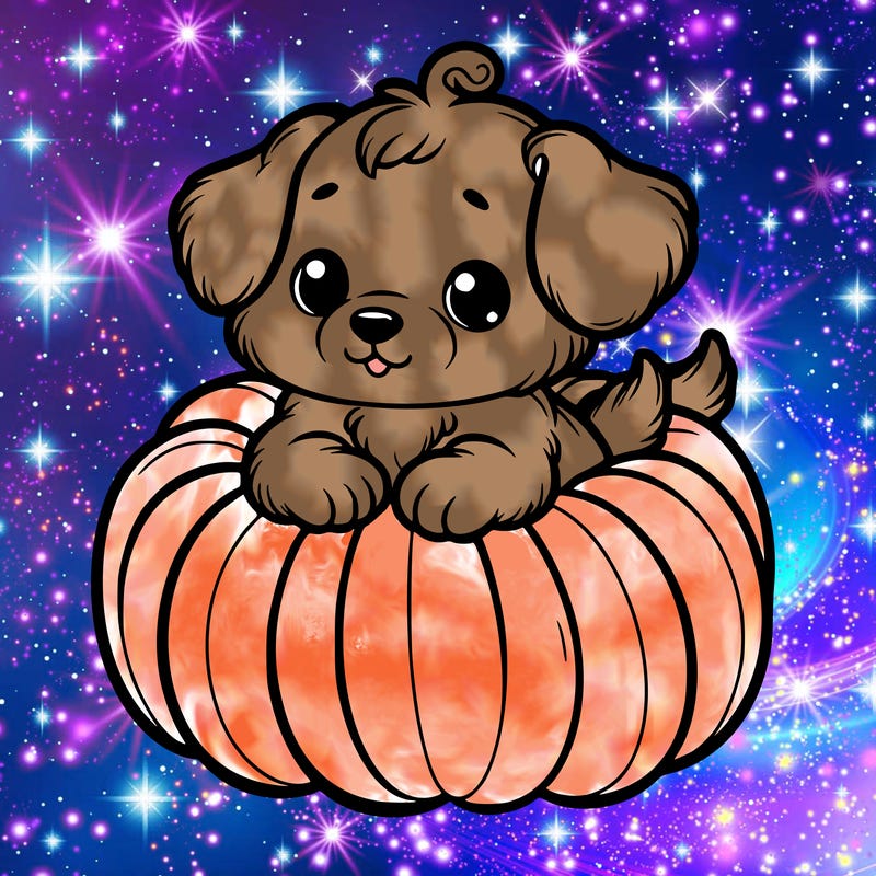 cute little puppy in a pumpkin