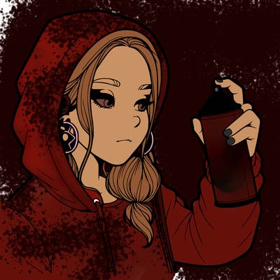 a realistic girl, spray painting