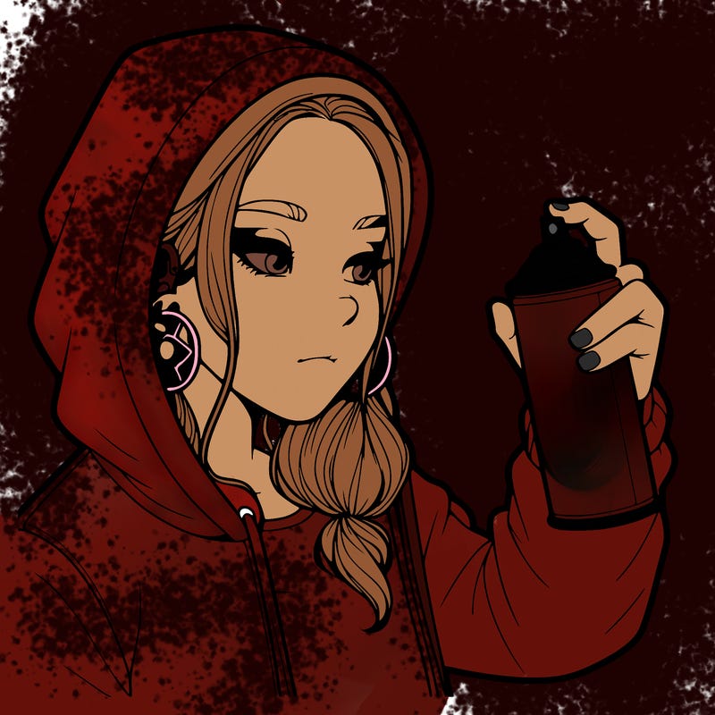 a realistic girl, spray painting