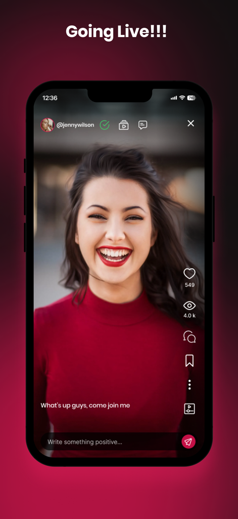 Peeks Social - Live Video - A woman broadcaster smiling during a live video stream on the Peeks Social app interface.