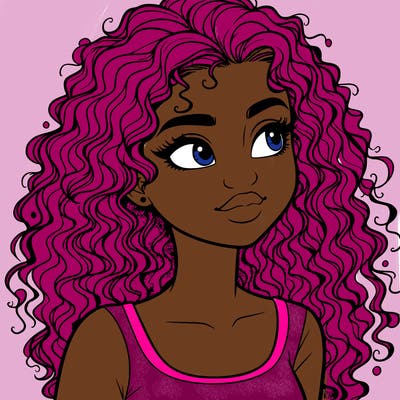 realistic girl with curly hair
