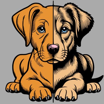 realistic dog split picture