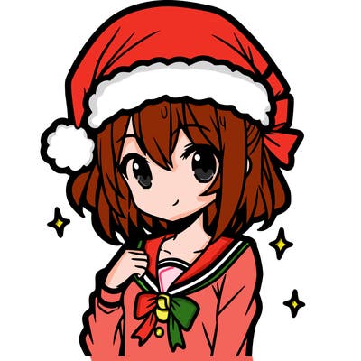anime girl wearing a santa hat