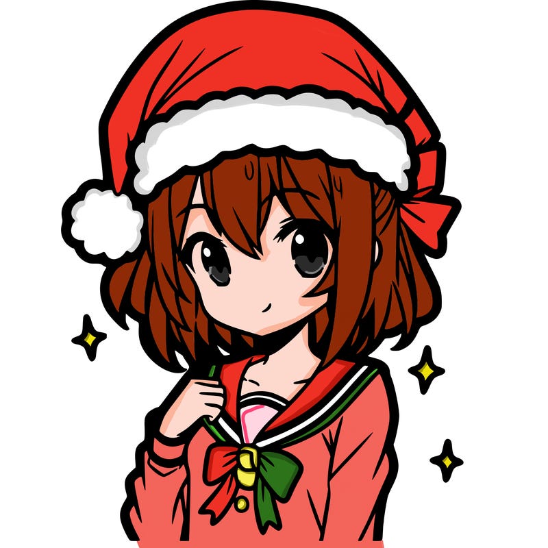 anime girl wearing a santa hat