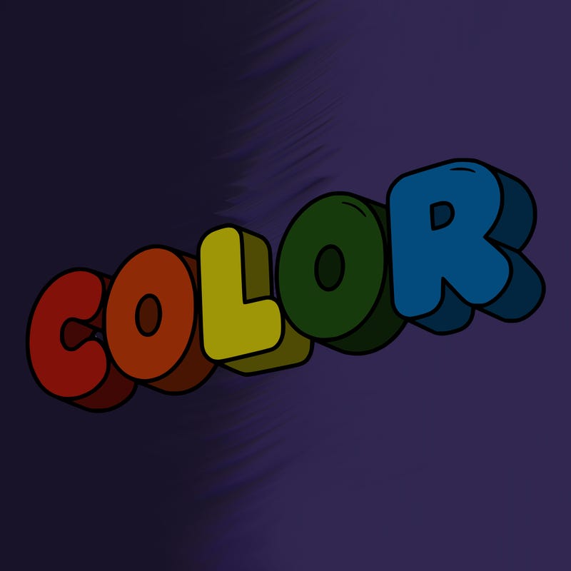 a sign that says color in bubble writing