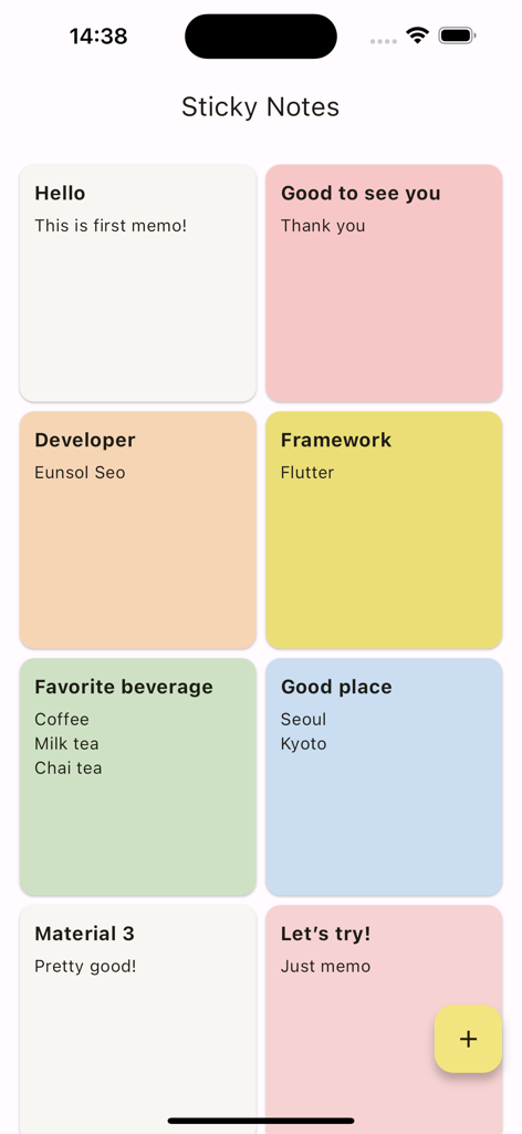 Sticky Notes - Simple Version - Interface of Sticky Notes app showing a colorful grid of digital memos.