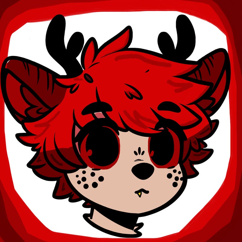 a humanoid deer with soft fluffy ears