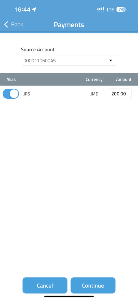 JN Bank LIVE Personal - Interface for paying Jamaican utility bills like JPS on the JN Bank LIVE Personal app