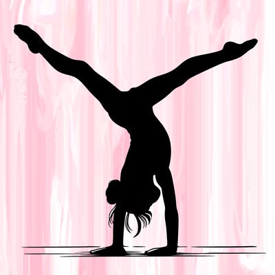 realistic gymnastic hand stand girl in four splits