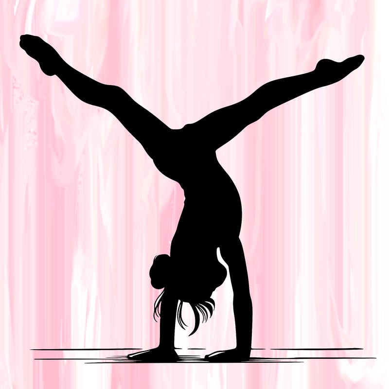 realistic gymnastic hand stand girl in four splits