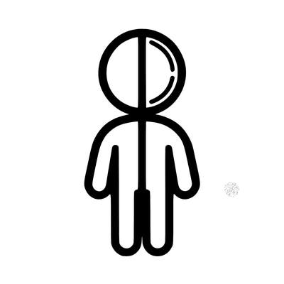 person with line in the middle for to different people