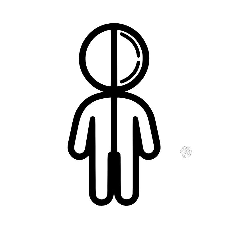 person with line in the middle for to different people