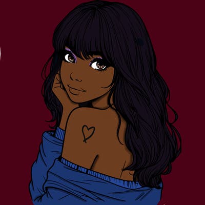 realistic girl with bangs looking over her shoulder