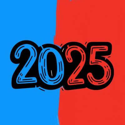 one line scrawled numbers sketch design “2025”