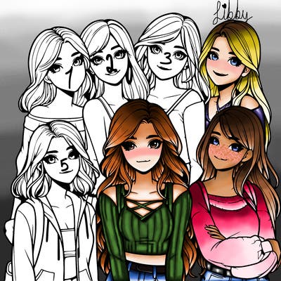 a group of girls realistic