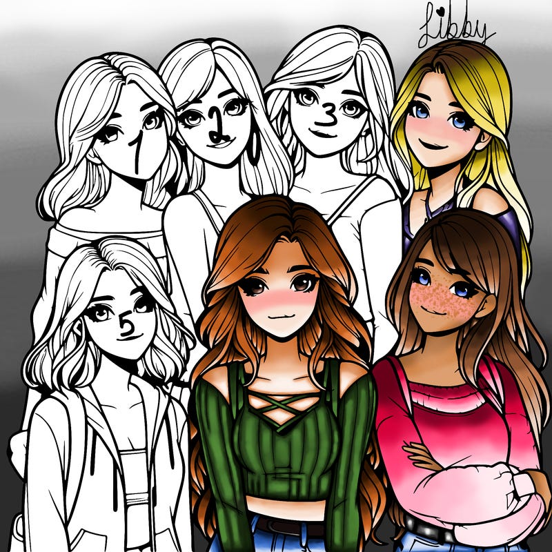 a group of girls realistic