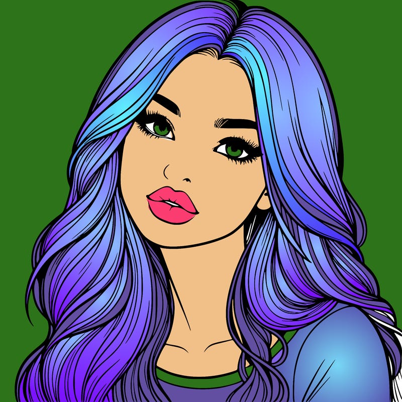 realistic girl with hair on her hair and lips