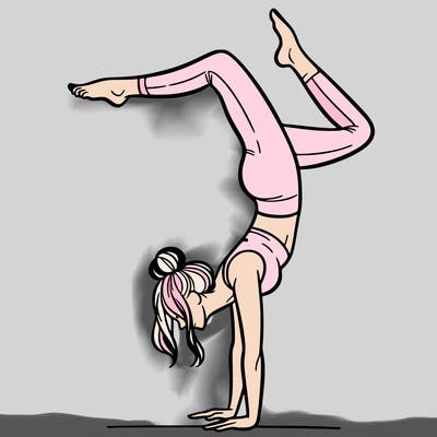 a woman doing a handstand