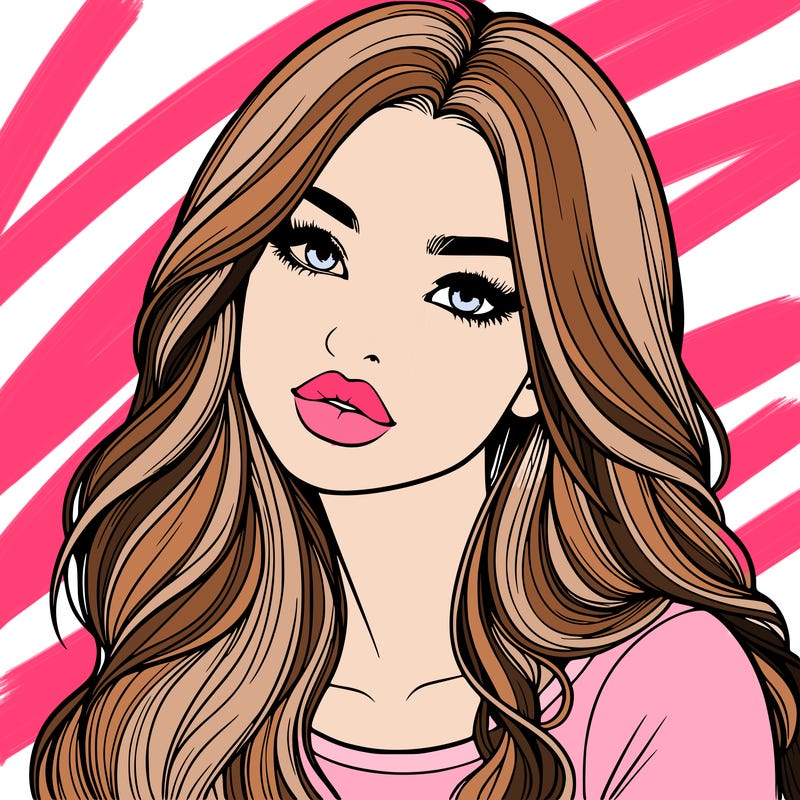 realistic girl with hair on her hair and lips