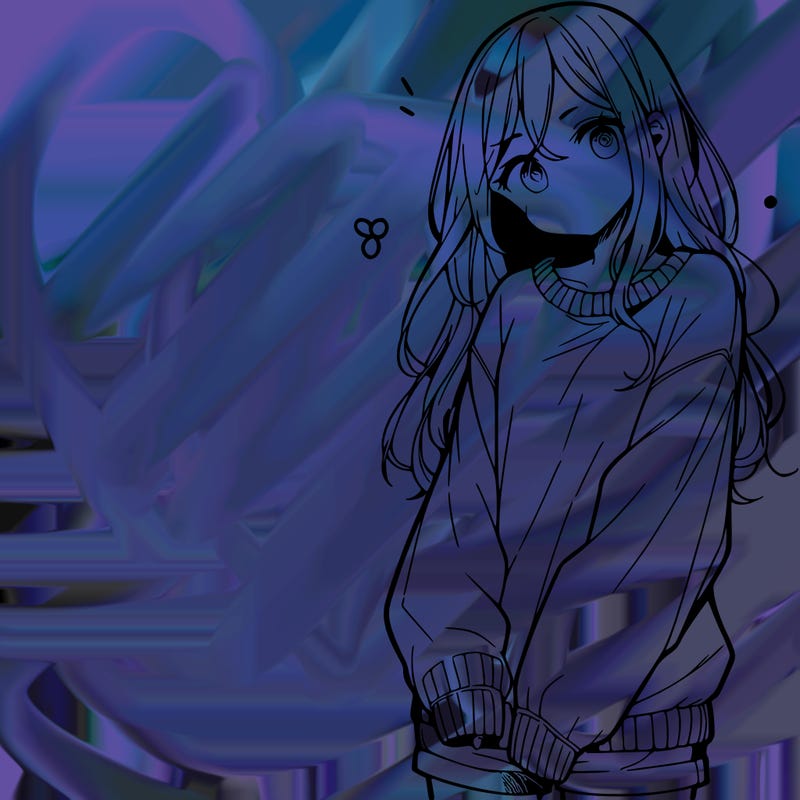 manga teen girl  in a sweater and baggy pants