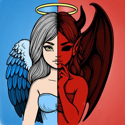 realistic angel half demon