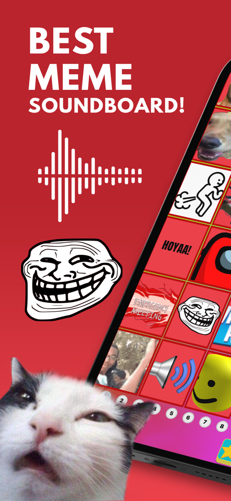 Best meme soundboard 2025 app interface featuring trollface and sound effect buttons