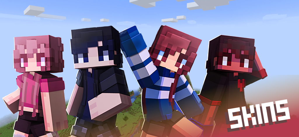 Addons for Minecraft PE ㅤ - Un grupo de cuatro skins de personajes personalizados diferentes para Minecraft Pocket Edition