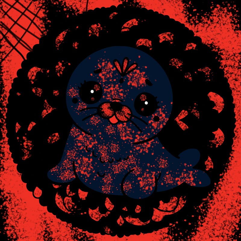 a cute baby seal mandala
