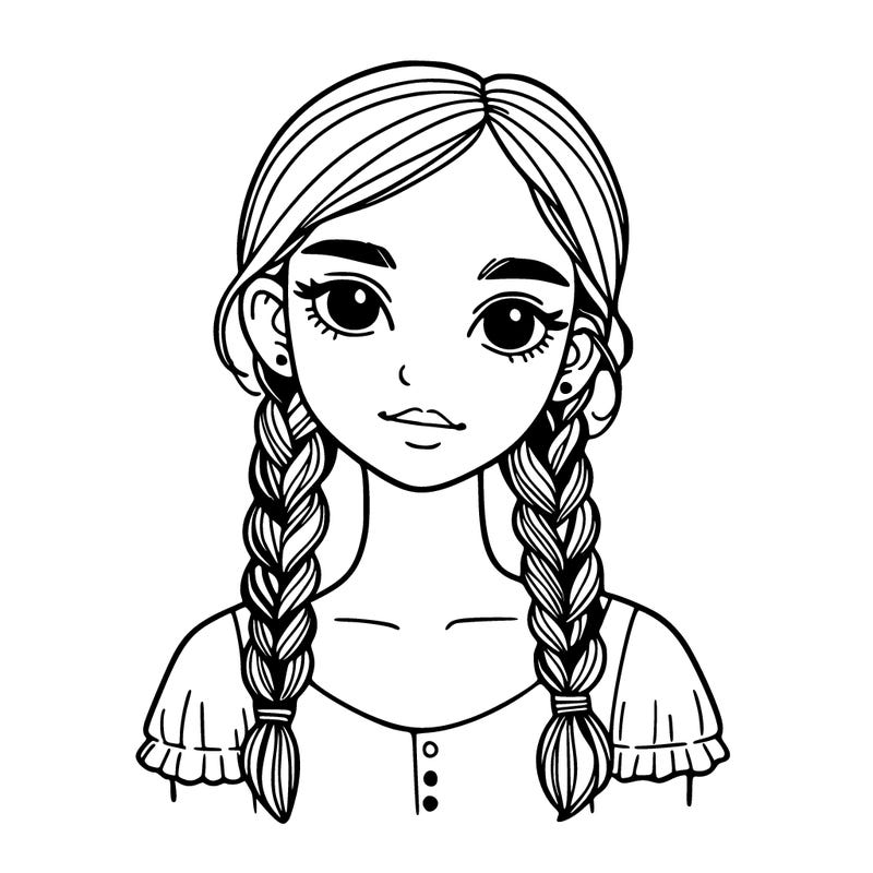 realistic girl with braids