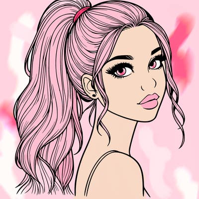 realistic pretty girl with high pony tail