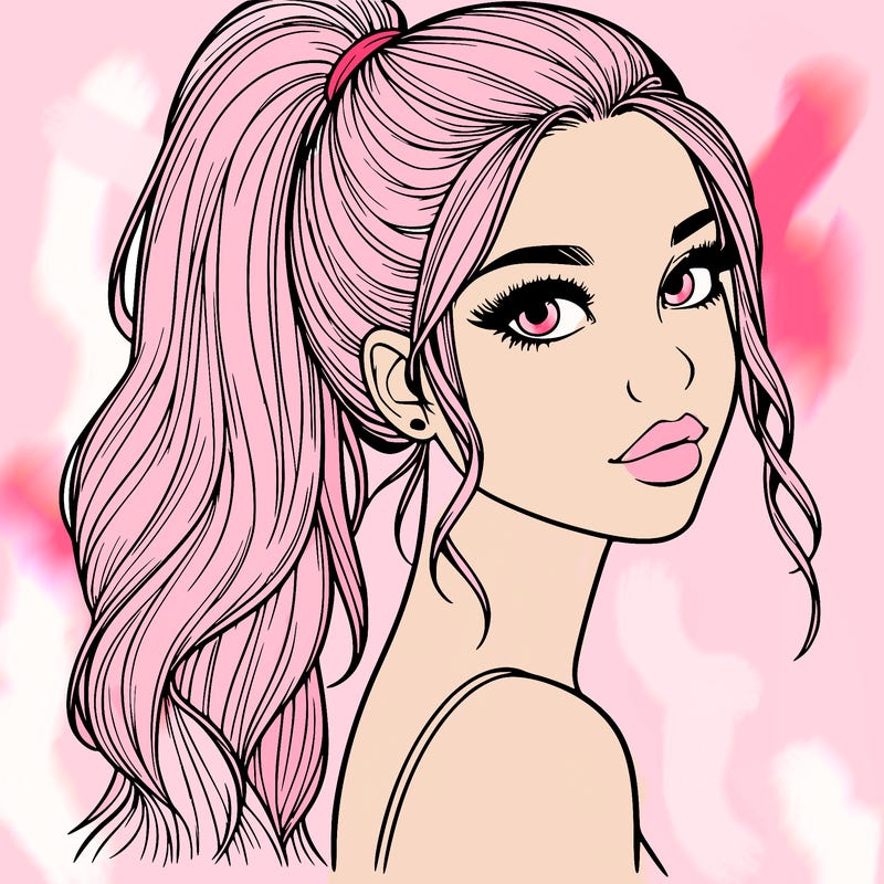 realistic pretty girl with high pony tail