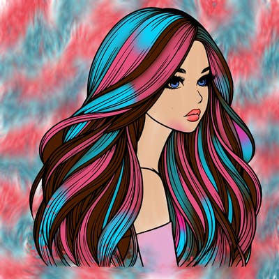 realistic girl with long realistic hair