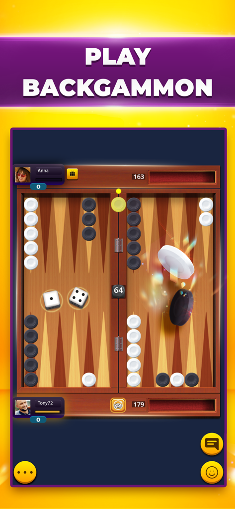 VIP Remi Etalat and Backgammon - A game of online backgammon being played on a classic wooden board between two players.