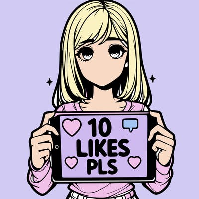 realalistic girl holding a sign that says 10 like pls