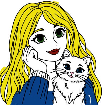 woman with cat
