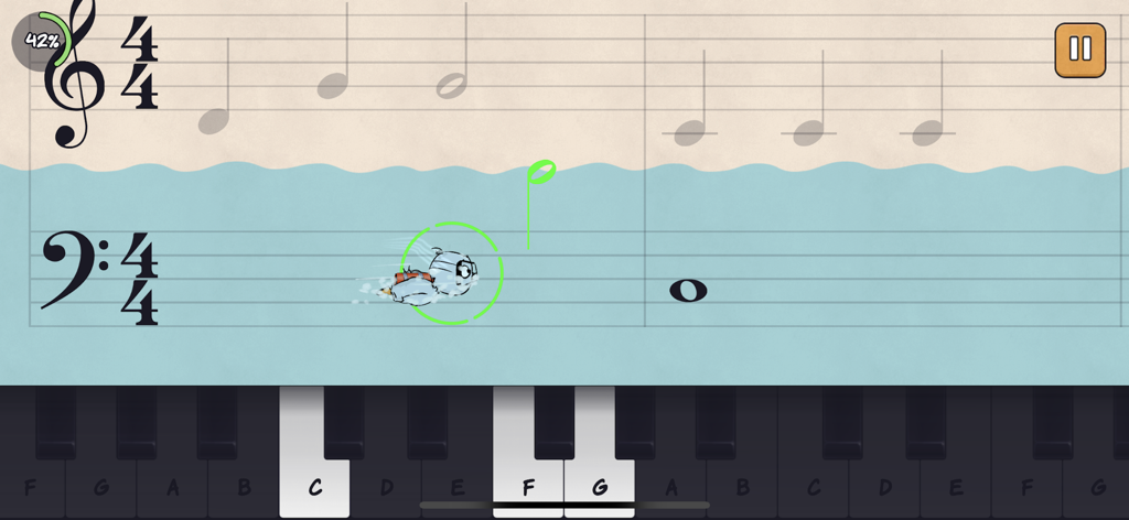 ozzy.games - An interactive music education game for children featuring a piano keyboard and notes on a staff