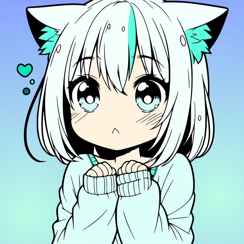 shy anime catgirl