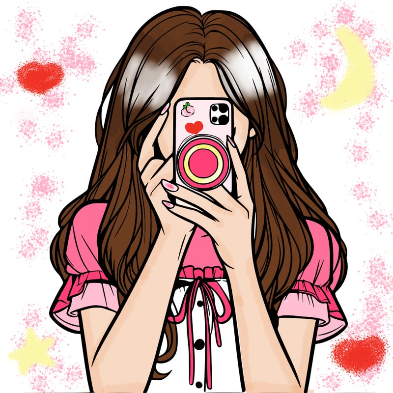 a realistic girl holding her phone taking pictures