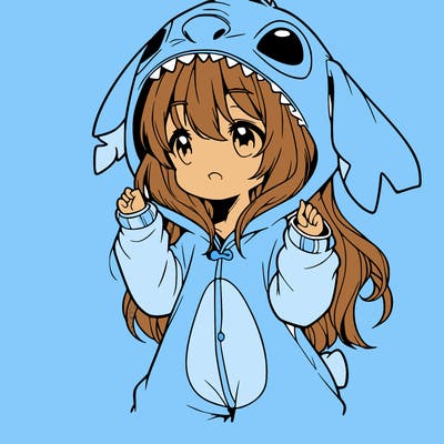 anime girl in a stitch onsie