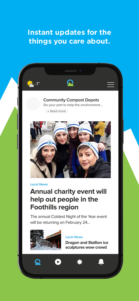 OkotoksOnline - OkotoksOnline app interface displaying local community news and charity event updates