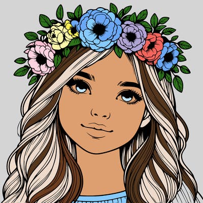 realistic girl with flower crown