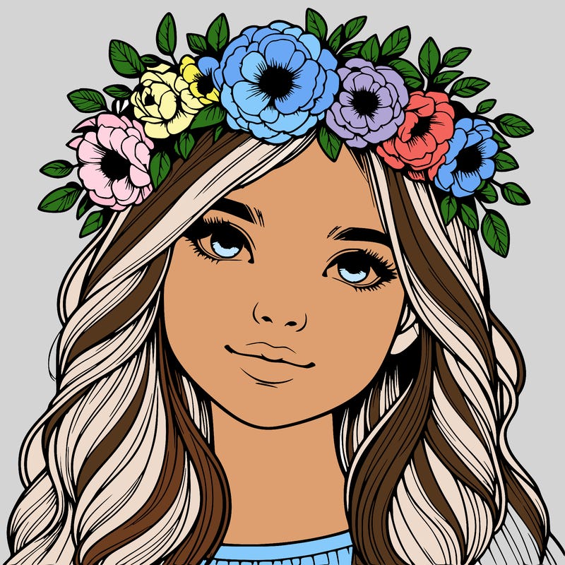 realistic girl with flower crown