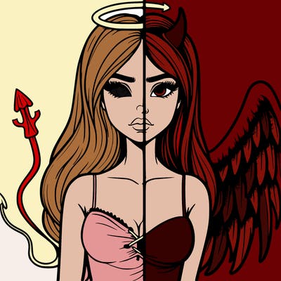 devil vs angel realistic girl